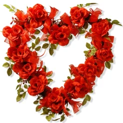 National Tree Company 16 in. Valentine's Floral Heart Rose Wreath