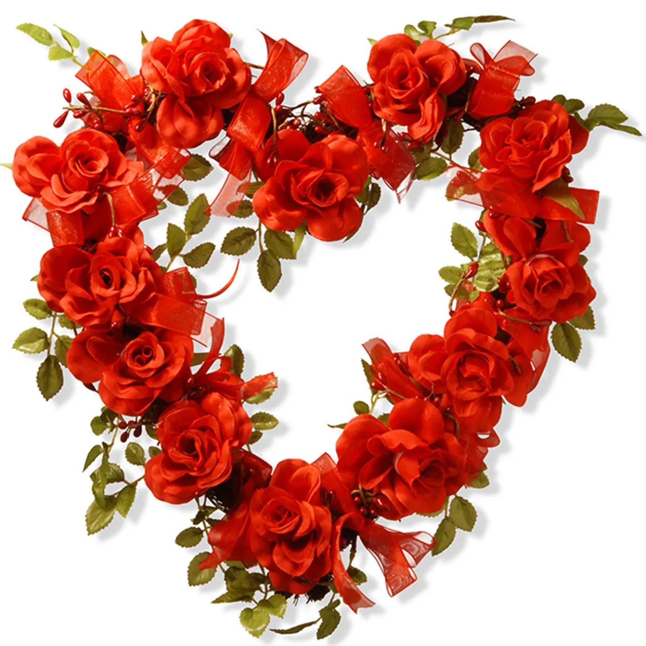 National Tree Company 16 in. Valentine's Floral Heart Rose Wreath