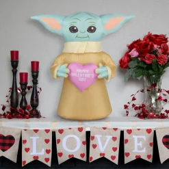 Best National Tree Company 20 in. Valentine's Inflatable Baby Yoda