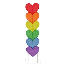 Outlet National Tree Company 63 in. Valentine's Stacked Rainbow Hearts Decoration with LED Lights