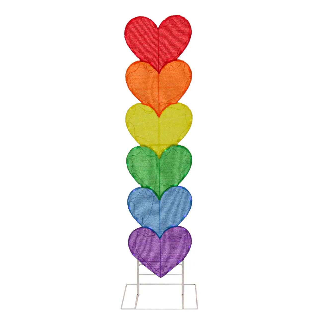 Outlet National Tree Company 63 in. Valentine's Stacked Rainbow Hearts Decoration with LED Lights