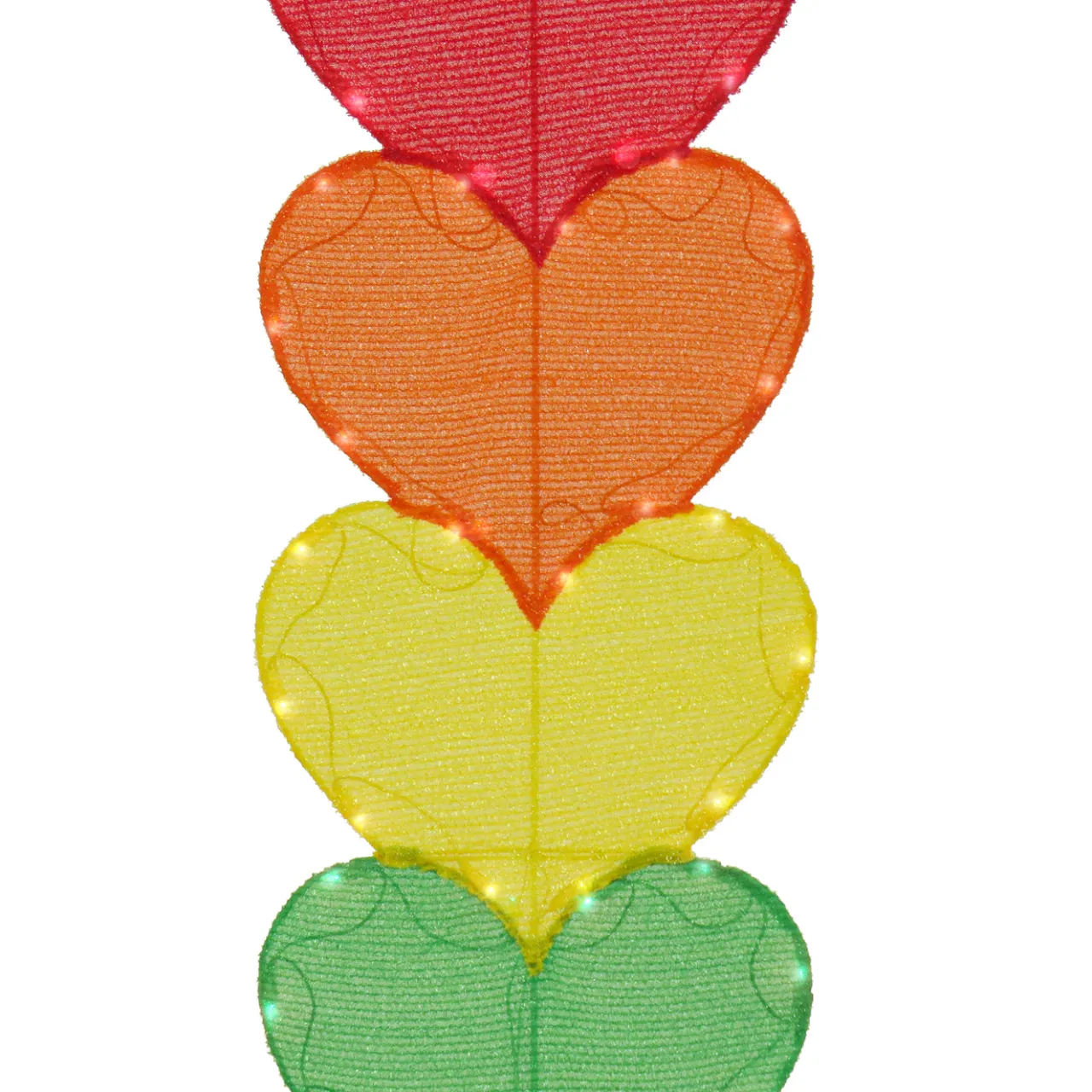Outlet National Tree Company 63 in. Valentine's Stacked Rainbow Hearts Decoration with LED Lights
