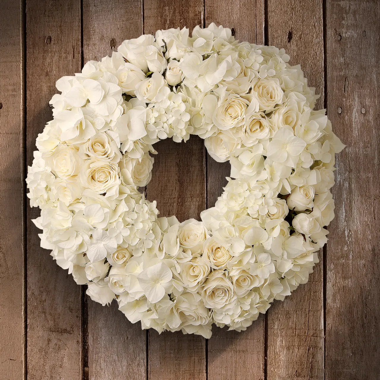 Clearance National Tree Company 18 in. Valentine's White Roses and Hydrangea Blooms Floral Wreath