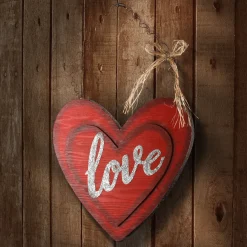 Sale National Tree Company 14 in. Valentine's Wooden Heart Hanging Decoration