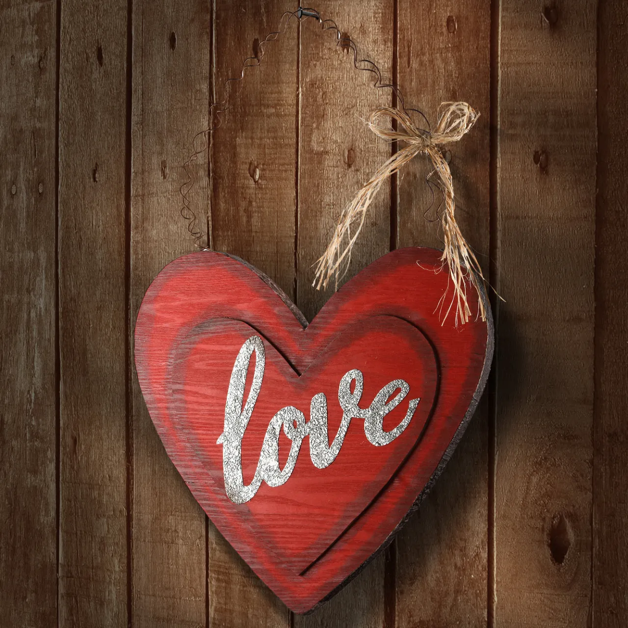 Sale National Tree Company 14 in. Valentine's Wooden Heart Hanging Decoration