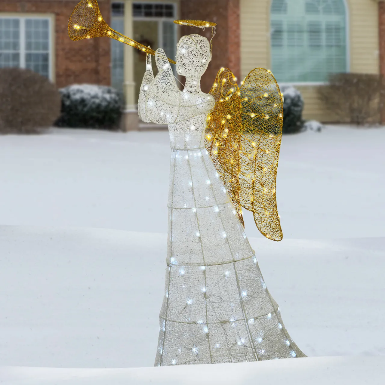New National Tree Company 60 in. White Angel Decoration with LED Lights