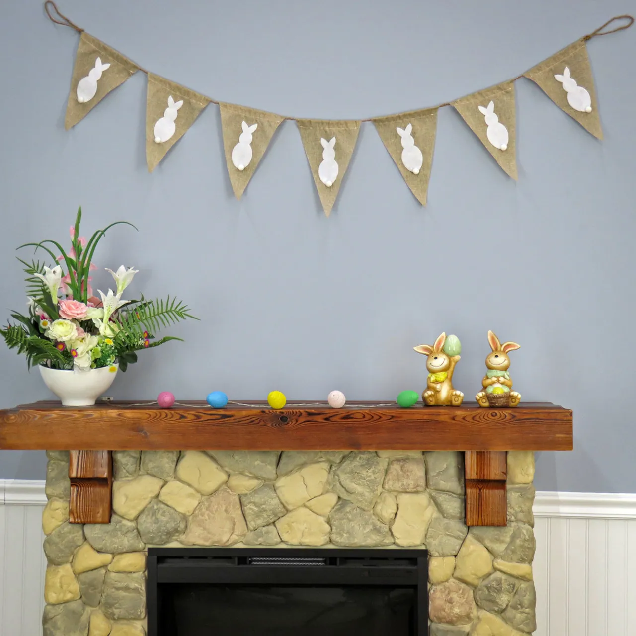 Sale National Tree Company 70 in. White Easter Bunny Hanging Banner Decoration
