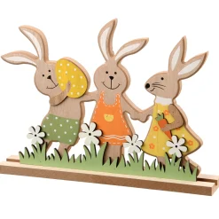 Sale National Tree Company 9 in. Wooden Rabbit Trio Table Decoration