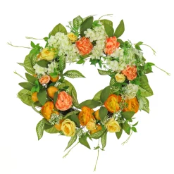 Discount National Tree Company 24 in.Spring Wreath with Lemons, Hydrangeas, and Buttercups