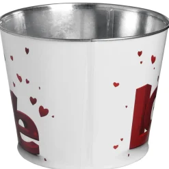 Discount National Tree Company 2 Piece Valentine's 'LOVE' Tin Pots Decorated with Red Hearts