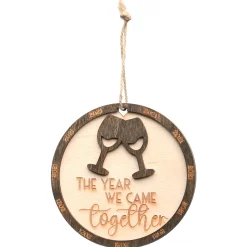 Clearance National Tree Company 2021 "The Year We Came Together" Wood Christmas Ornament with Hanging Loop, 3 in