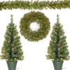 National Tree Company Evergreen Assortment with 2 Entrance Trees, 1 Wreath, 1 Garland