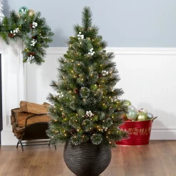 National Tree Company 4ft. Glittery Crestwood Spruce Entrance Tree with Clear Lights