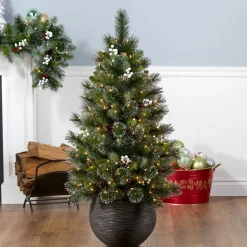National Tree Company 4ft. Glittery Crestwood Spruce Entrance Tree with Clear Lights