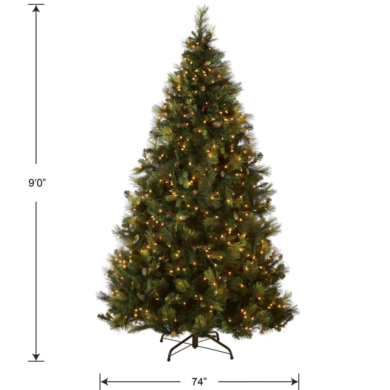 Hot National Tree Company 9ft. Pre-Lit Carolina Pine Tree with Clear Lights with 900 Clear Lights