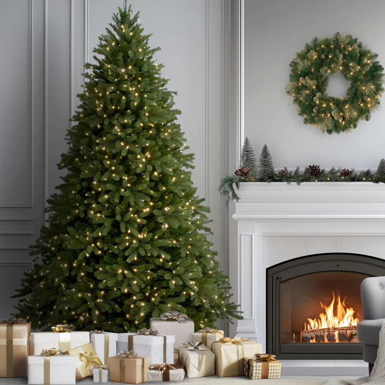 Outlet National Tree Company 9ft. Pre-Lit Jersey Fraser Fir Tree with Clear Lights