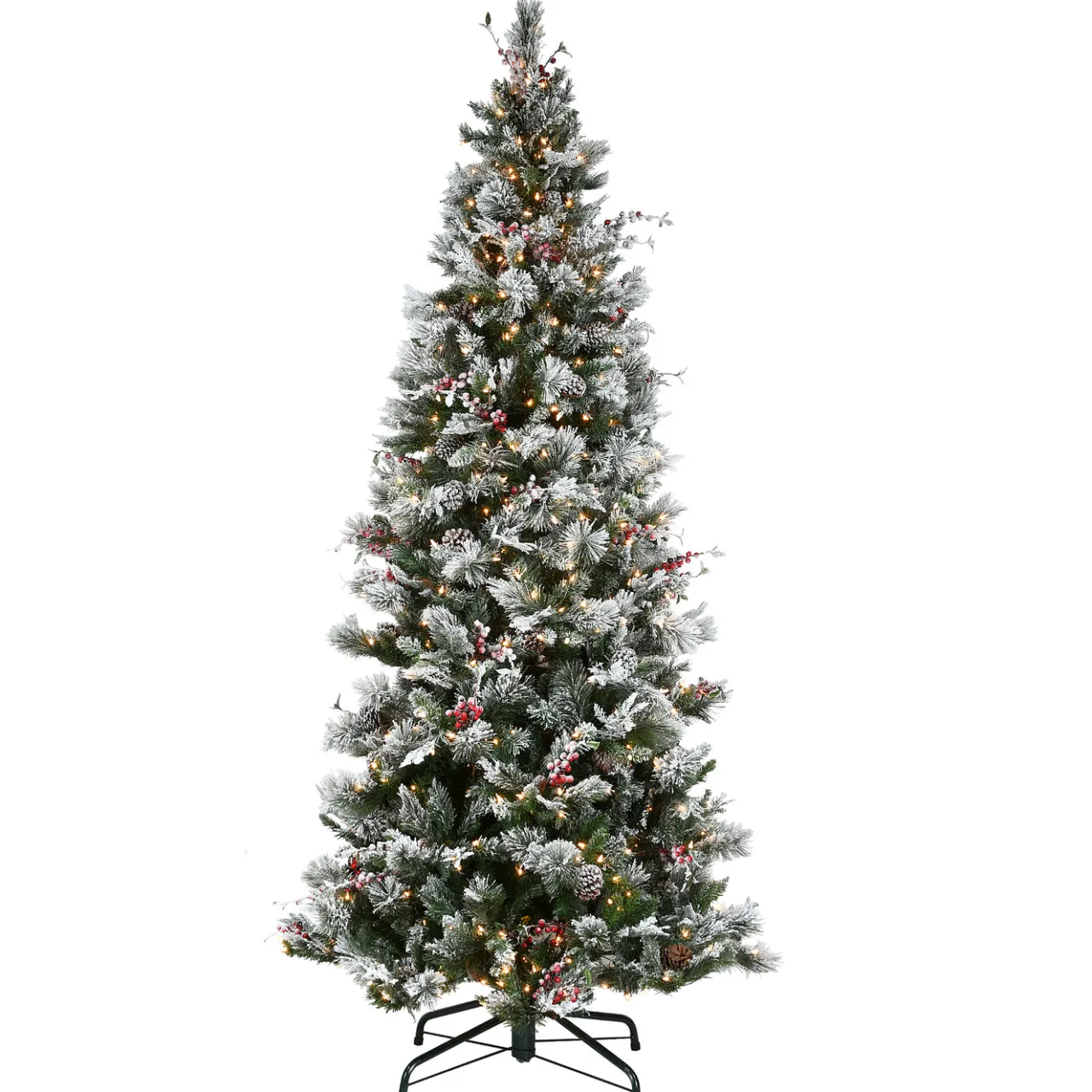 Outlet National Tree Company 9ft. Pre-Lit Snowy Bedford Pine Hinged Tree with PowerConnect Clear Lights