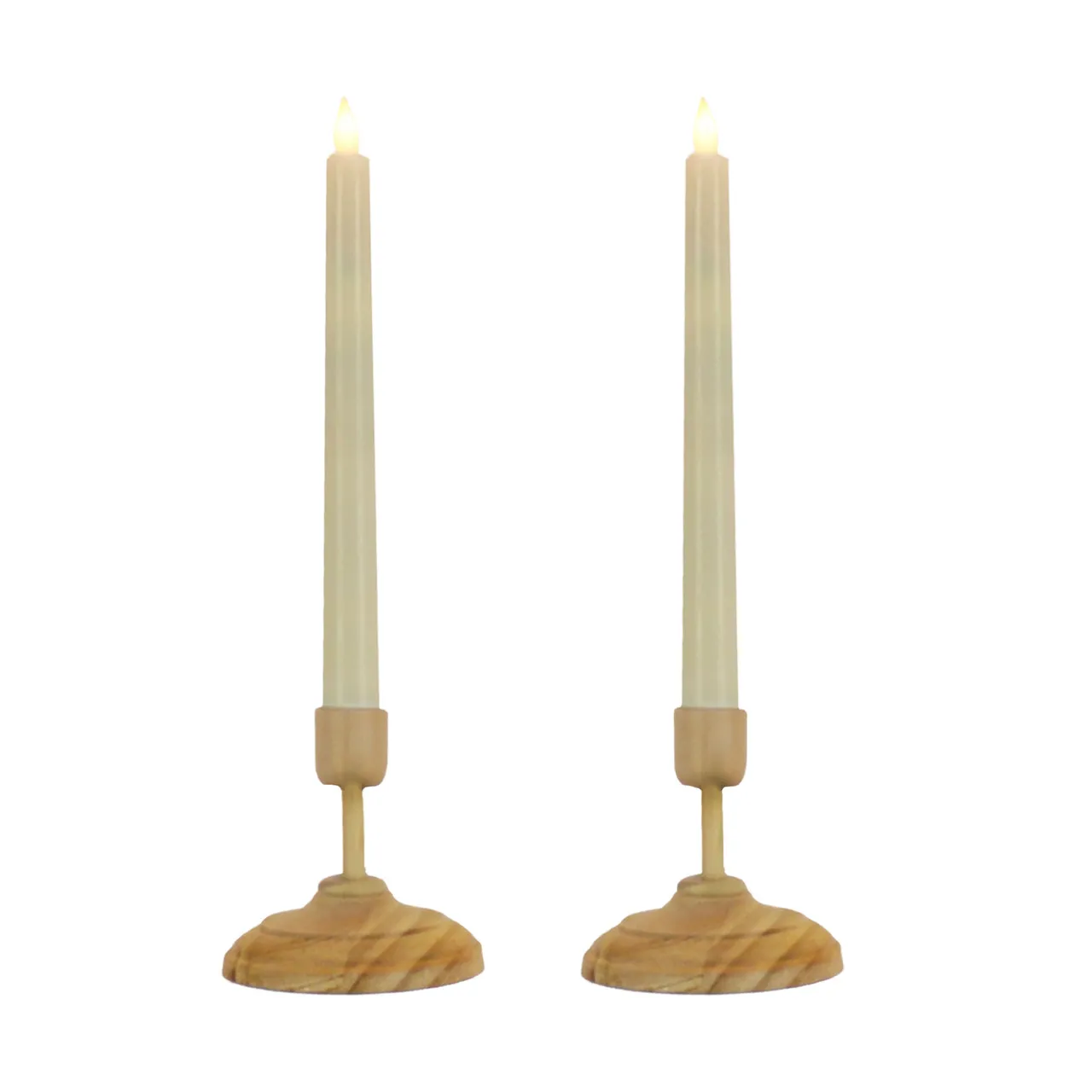 National Tree Company HGTV Home Collection Flameless Heritage Candle Pair, Natural Base