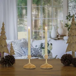National Tree Company HGTV Home Collection Flameless Heritage Candle Pair, Natural Base