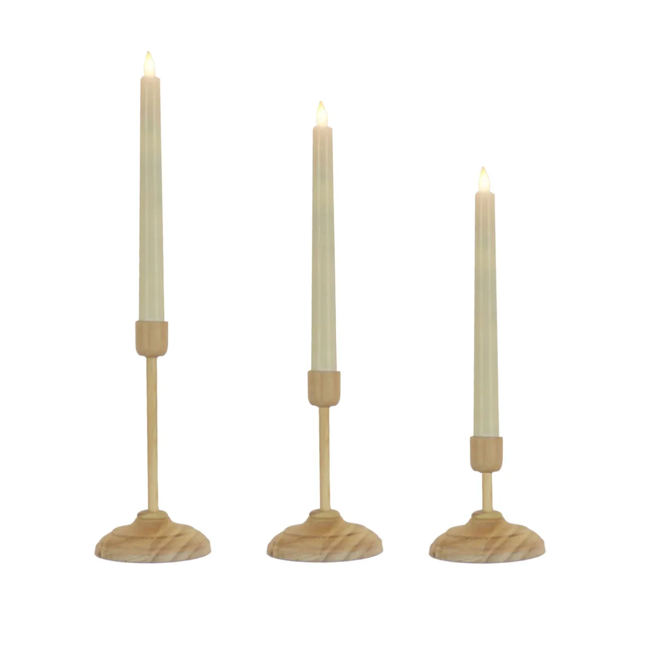 Best National Tree Company HGTV Home Collection Flameless Heritage Candle Set, Natural Base