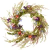 Hot National Tree Company 20in. Spring Wreath with Blue, Red and Pink Mixed Flower Blooms, Flowing Green Stems, Seed Pods
