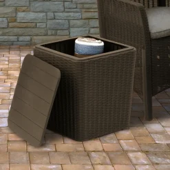 Discount National Tree Company 43L Capacity Arendal Collection Wicker Texture All-Weather Storage Box