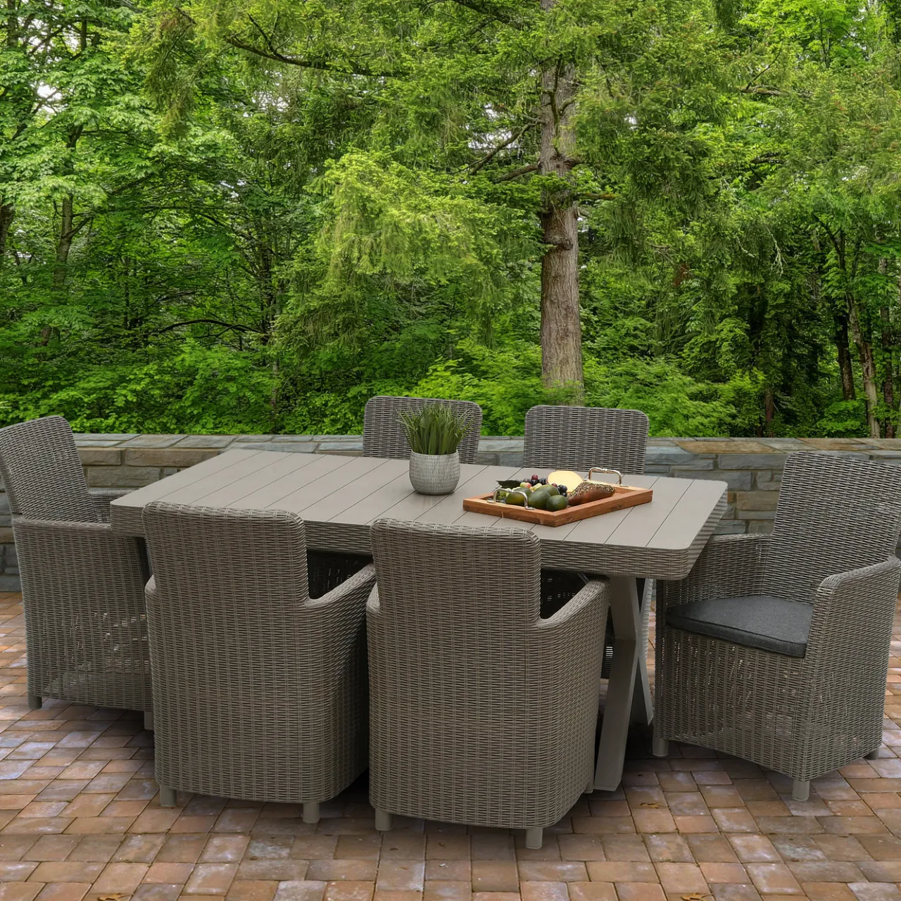 Sale National Tree Company 7-Piece Antrim Collection All-Weather Wicker Finish Dining Set
