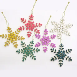 Sale National Tree Company 6-Piece HGTV Home Collection Beaded Snowflake Ornaments