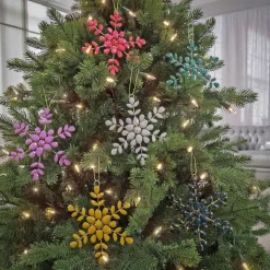 Sale National Tree Company 6-Piece HGTV Home Collection Beaded Snowflake Ornaments