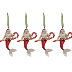 New National Tree Company 4-Piece HGTV Home Collection Santa Merman Ornaments