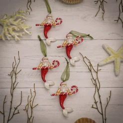 New National Tree Company 4-Piece HGTV Home Collection Santa Merman Ornaments