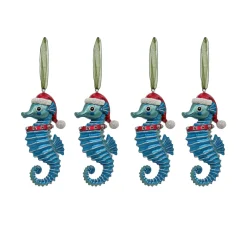 Hot National Tree Company 4-Piece HGTV Home Collection Teal Seahorse Ornaments