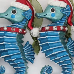 Hot National Tree Company 4-Piece HGTV Home Collection Teal Seahorse Ornaments