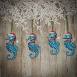 Hot National Tree Company 4-Piece HGTV Home Collection Teal Seahorse Ornaments