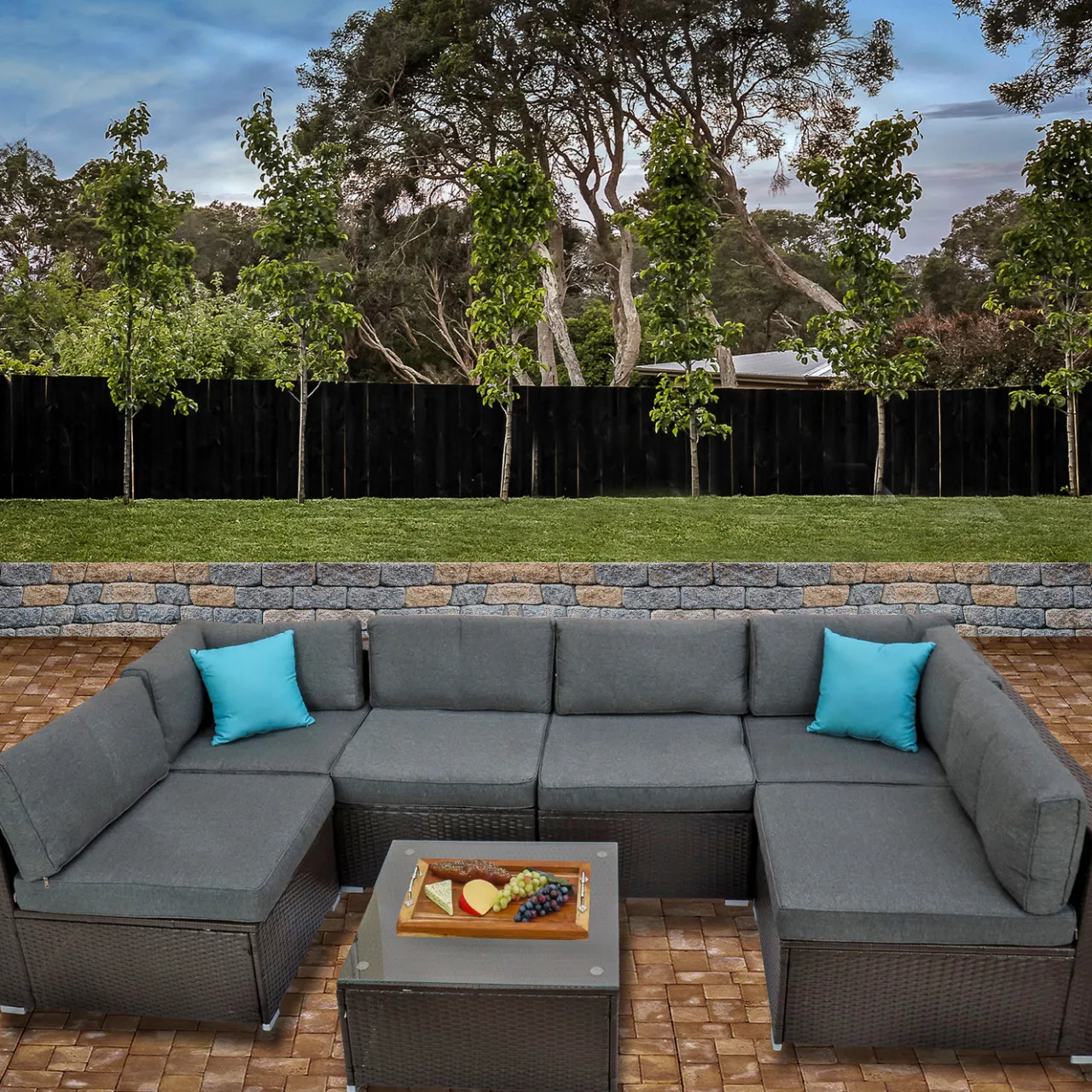 Online National Tree Company 7-Piece Pocola Collection All-Weather Sectional Set