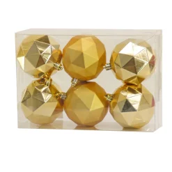 Best National Tree Company 6-Piece Shatterproof Geometric Gold Ornaments