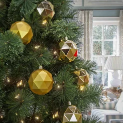 Best National Tree Company 6-Piece Shatterproof Geometric Gold Ornaments