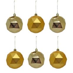 Best National Tree Company 6-Piece Shatterproof Geometric Gold Ornaments
