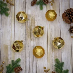 Best National Tree Company 6-Piece Shatterproof Geometric Gold Ornaments