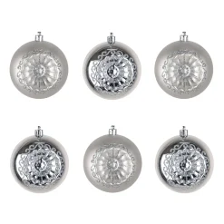 Clearance National Tree Company 6-Piece Shatterproof Glittering Silver Ornaments