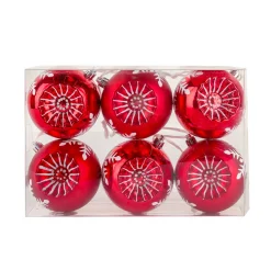 Outlet National Tree Company 6-Piece Shatterproof Snowflake Red Ornaments