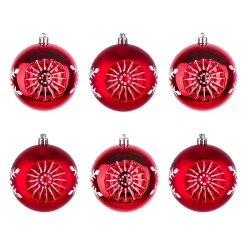 Outlet National Tree Company 6-Piece Shatterproof Snowflake Red Ornaments
