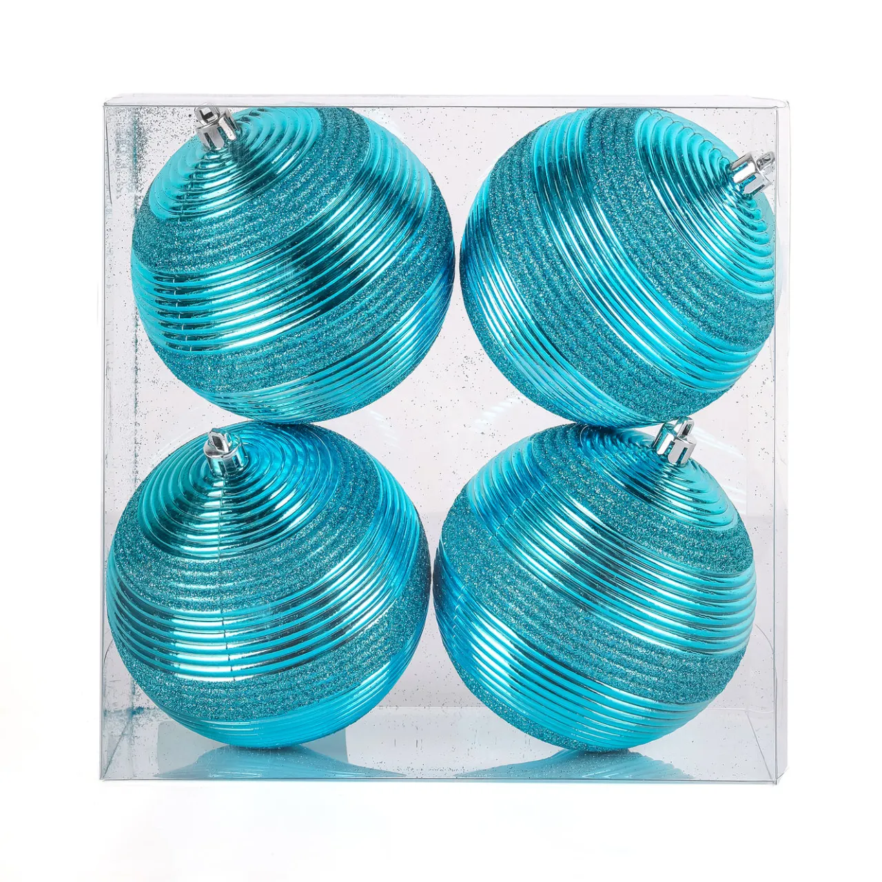 Best National Tree Company 4-Piece Shatterproof Swirling Blue Ornaments