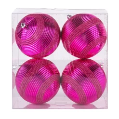 Best National Tree Company 4-Piece Shatterproof Swirling Pink Ornaments