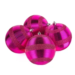 Best National Tree Company 4-Piece Shatterproof Swirling Pink Ornaments