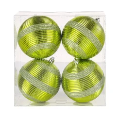 Best National Tree Company 4-Piece Shatterproof Swirling Lime Green Ornaments