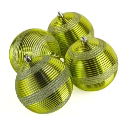 Best National Tree Company 4-Piece Shatterproof Swirling Lime Green Ornaments