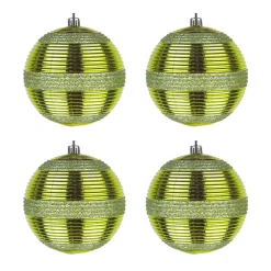Best National Tree Company 4-Piece Shatterproof Swirling Lime Green Ornaments
