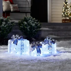 Clearance National Tree Company Pre-Lit Decorated White Gift Box Assortment