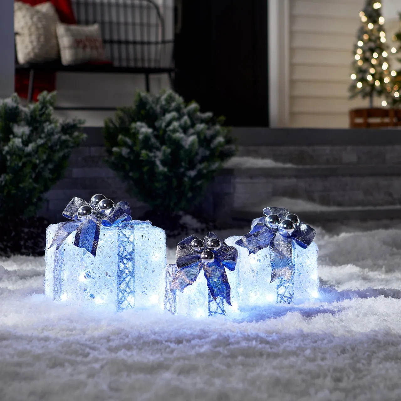 Clearance National Tree Company Pre-Lit Decorated White Gift Box Assortment